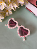 White Daisy Flower Sunglasses for Kids – Floral Round Sunnies with Purple Lens