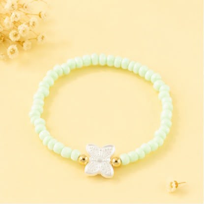 Pastel Beaded Butterfly Bracelets |Stackable Seed Bead Bracelets with Gold Accents & Mother-of-Pearl Butterflies