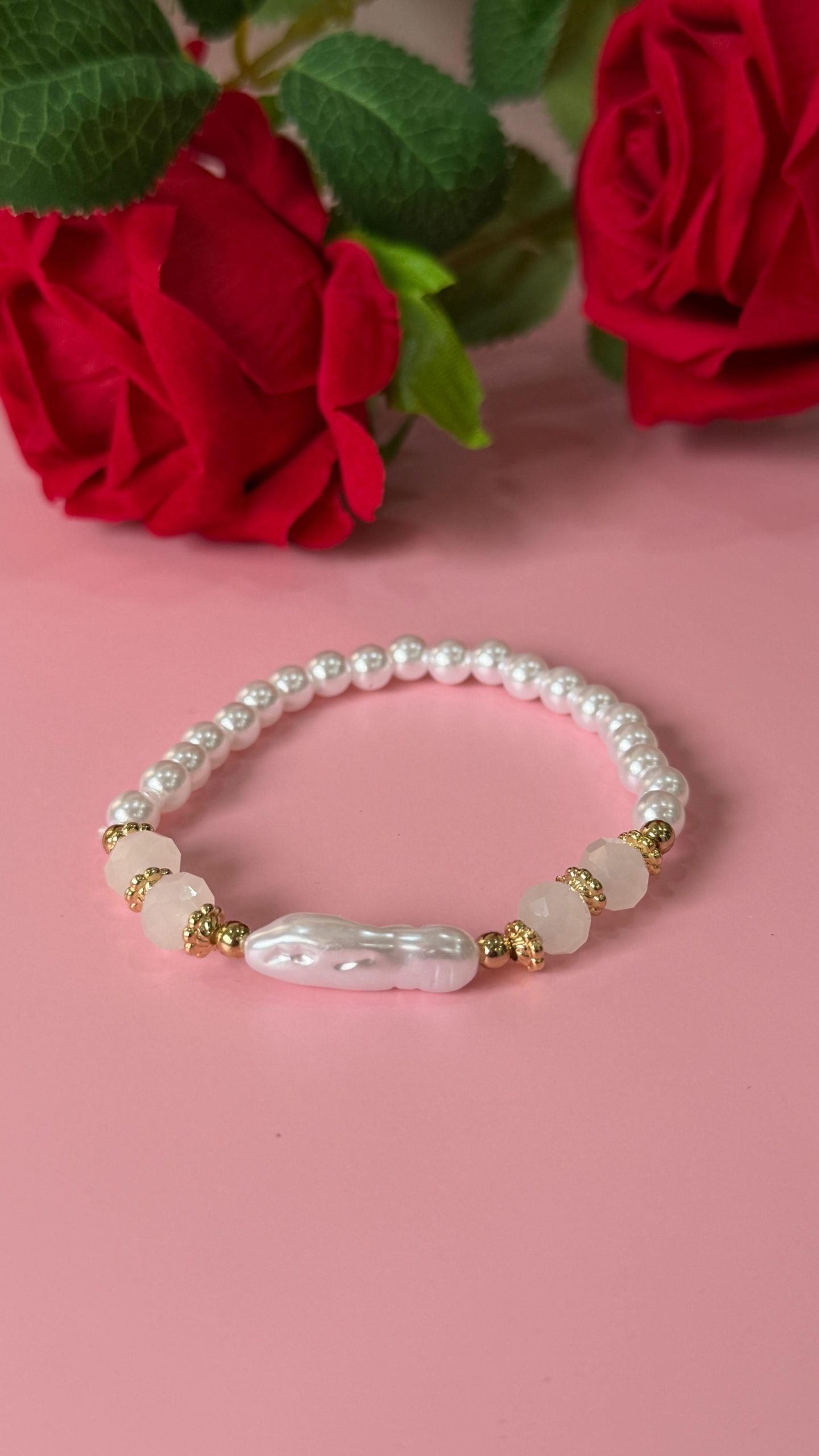 Girls White Pearl & Opal Accent Bracelet