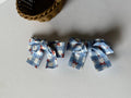 Blue Plaid Hair Bows with Red Bow Print for Girls