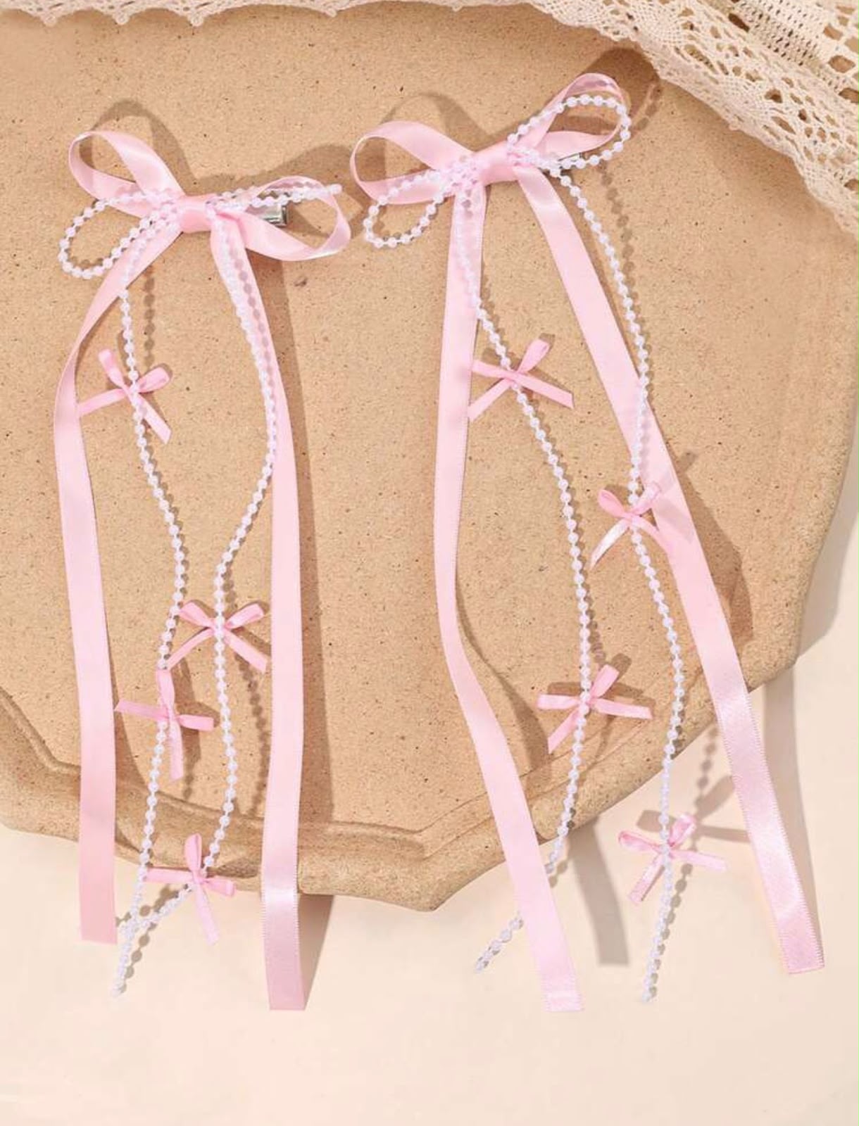 Pink Tassel Bow Hair Clips (2 Piece Set)