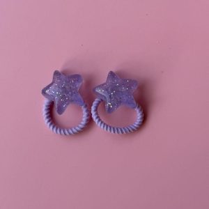 Sparkly Pastel Purple Star Hair Ties