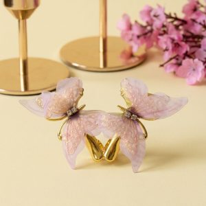 Vintage Dusty Rose Butterfly Hair Clips