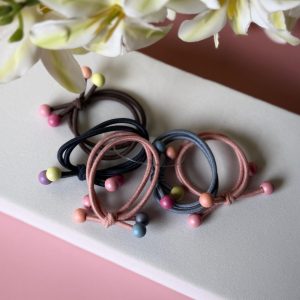 Girls Multi-Color Knotted Hair Ties - Cute 5-Pack Grey & Pink Gift Set