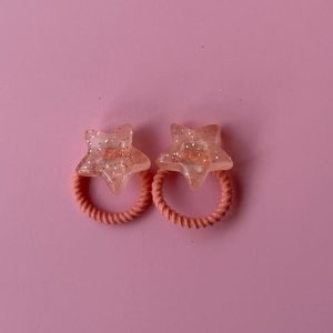 Sparkly Peach Coral Star Hair Ties