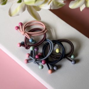 Girls Multi-Color Earth Tone Hair Ties - Cute 5-Pack Brown & Peach Gift Set