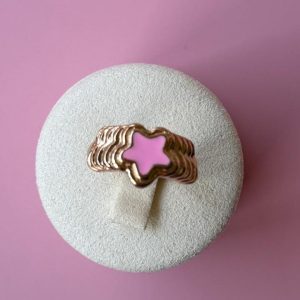Girls Pink Enamel Star Ring