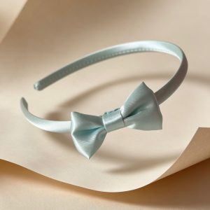 Pastel Blue Satin Bow Headband