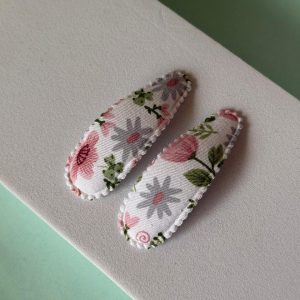 Vintage Floral Fabric Snap Hair Clips