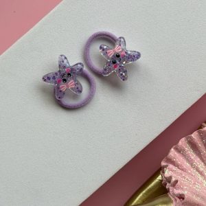 Pastel Purple Glitter Starfish Hair Ties