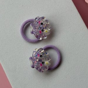Pastel Purple Glitter Seashell Hair Ties