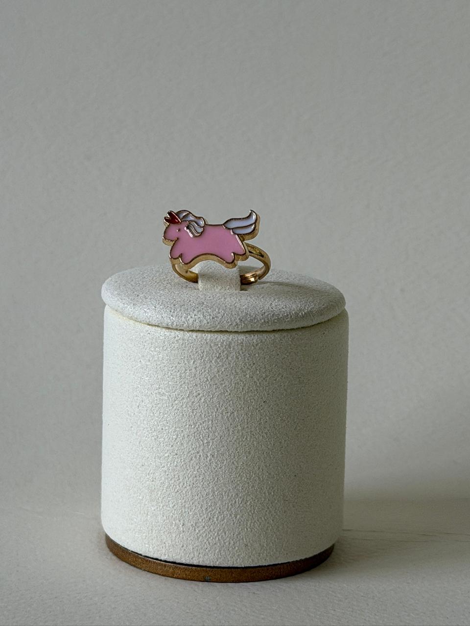 Pink Unicorn Enamel Ring