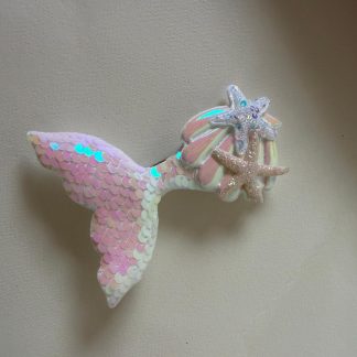 Pearl White & Blush Mermaid Tail Sequin Hair Clip