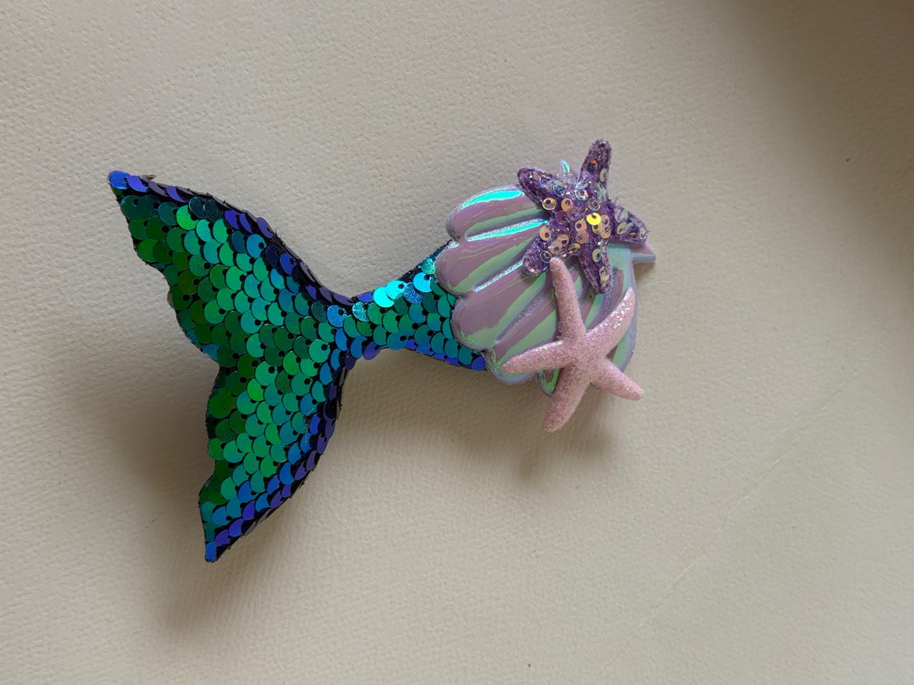 Green & Blue Iridescent Mermaid Tail Sequin Hair Clip