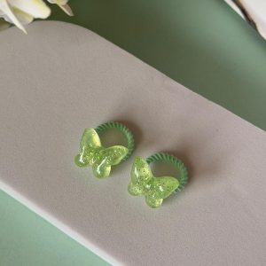 Green Glitter Butterfly Hair Ties