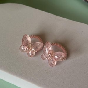 Blush Pink Glitter Butterfly Hair Ties