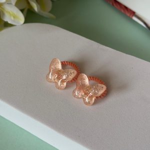 Peach Glitter Butterfly Hair Ties
