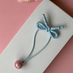 Bow & Ball Hair Tie – Blue