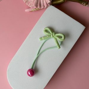 Bow & Ball Hair Tie – Mint