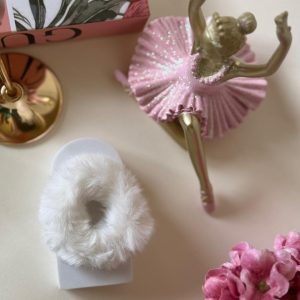 Snow White Fluffy Scrunchie