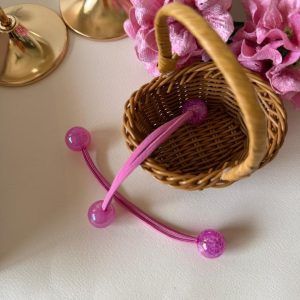 Magenta Pearl Bead Hair Ties