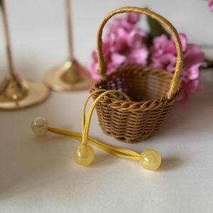Lemon Yellow Pearl Bead Hair Ties