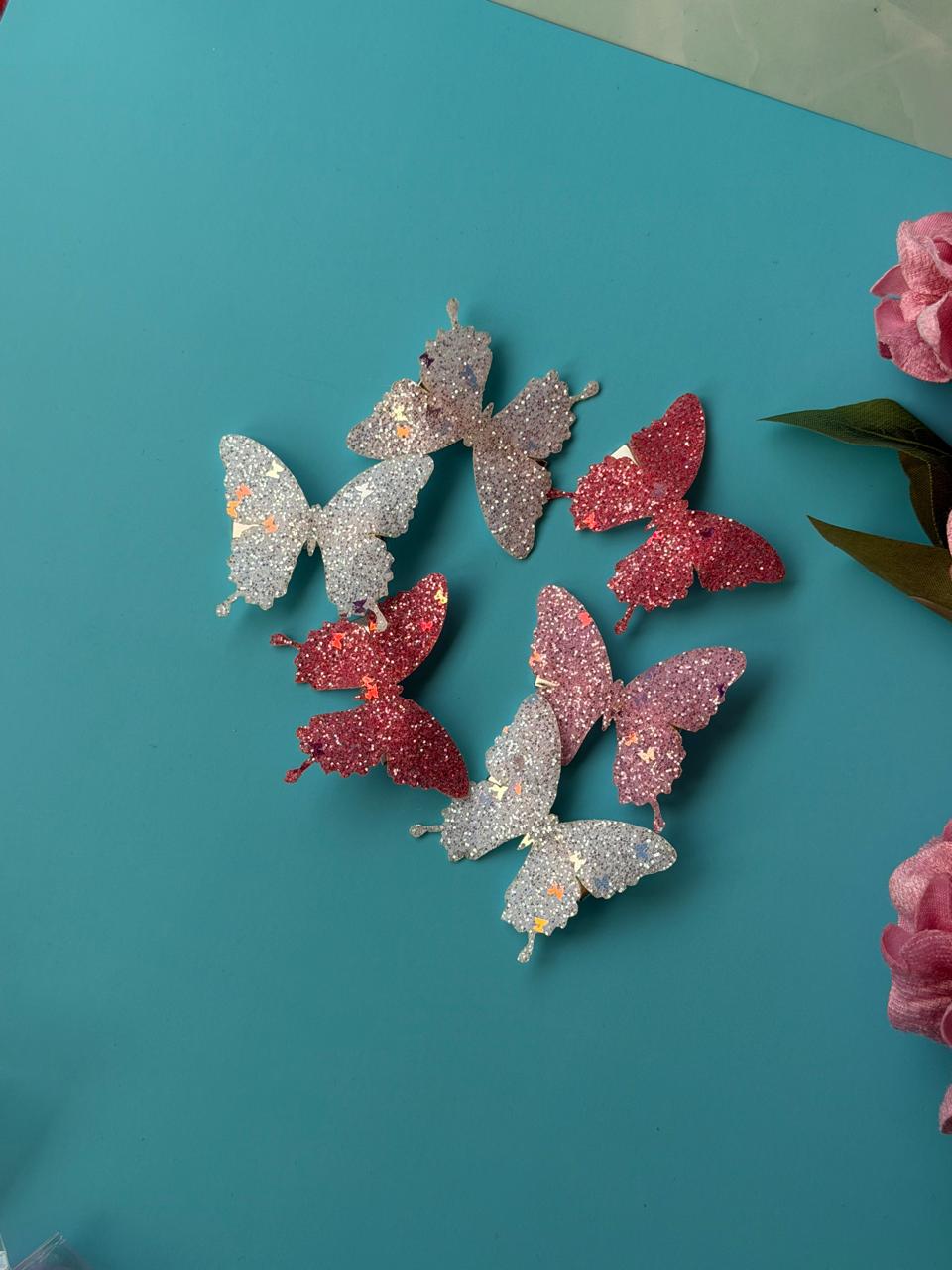 Glitter Butterfly Hair Clips