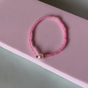 Pink Seed Bead Pearl Bracelet