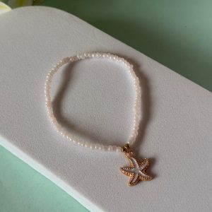 White Starfish Charm Bracelet
