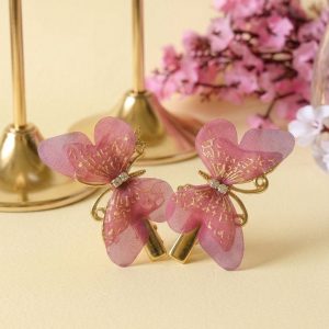 Rosewood Butterfly Hair Clips