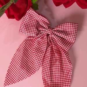 Girls Red Houndstooth Hair Bow