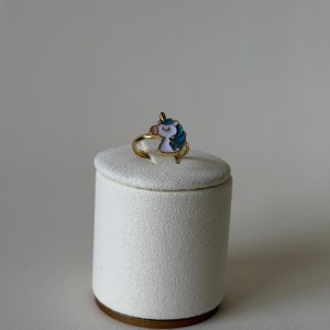 Blue Mane Unicorn Face Enamel Ring