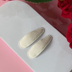 Cream Knit Fabric Snap Hair Clips for Girls