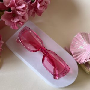 Bright Fuchsia Clear Frame Retro Sunglasses