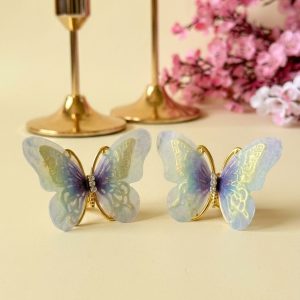 Foil Mint & Purple Butterfly Hair Clips