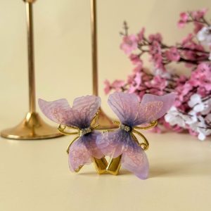 Lavender Organza Butterfly Hair Clips