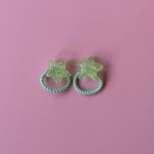 Sparkly Mint Green Star Hair Ties