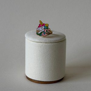 Rainbow Curly Mane Unicorn Face Ring