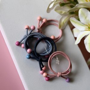 Girls Multi-Shade Knotted Hair Ties - Cute 4-Pack Pastel & Grey Gift Set