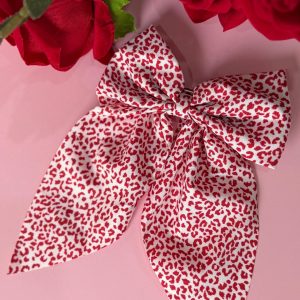 Chic Red Cheetah Print Hair Bow