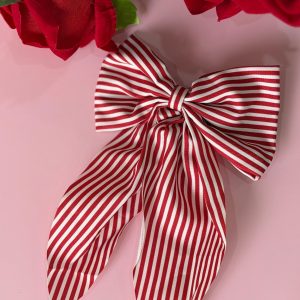 Classic Red and White Candy Stripe Hair Bow