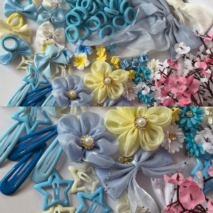 Blue & Yellow Hair Accessories Mega Set for Girls | Kids Gift Box