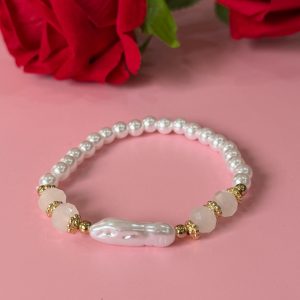 Girls White Pearl & Opal Accent Bracelet