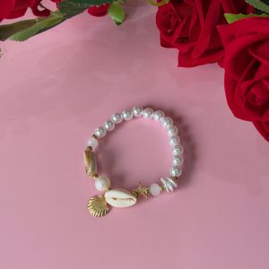 Girls Pearl Cowrie Shell Bracelet